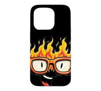 Funny Cartoon Glasses with Fire and Flames Graphic Case for iPhone 15 Pro