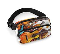 Funny Cartoon Hats Guitar Fanny Pack Waterproof External Pocket Portable Waist Pack Outdoor Adjustable Strap Lightweight Waist Bag for Workout Traveling Casual Running Hiking Cycling