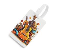 Funny Cartoon Hats Guitar Luggage Tag Classic Personalized Repeated Luggage Tag Cute Unique Travel Essentials Identifiers for Women Men Baggage Backpack Handbag Suitcase, White-style, One Size