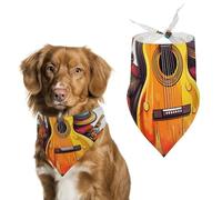 Funny Cartoon Hats Guitar Pet Scarf Adjustable Pet Accessories Triangular Scarf Washable Floral Print Puppy Bib Bandana Stylish Comfortable Cat Scarves for Holiday Scarfs