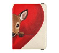 Funny Cartoon Heart Animal Deer Leather passport holder for travel women for travel Vaccine Case Protector Cover Passport Cover Holder Wallet Case for men Waterproof