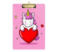 Funny Cartoon Heart Animal Unicorns Acrylic Vehicle clipboard Holder Standard Letter A4 Size Standard Hole for Personalized clipboards for Teachers Gold 12x9in Tabla para escribir con Clip