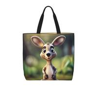 Funny Cartoon Kangaroo Zoo (1) Print Tote Bag For Women, Work Handbags, Large Capacity Casual Shoulder Handbags, For Travel Gym