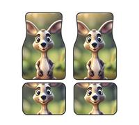 Funny Cartoon Kangaroo Zoo (1) Print Vehicle Stylish Floor Mats Set 4 Pieces Car Foot Mat Anti-Slip Cushion Vans Sedans