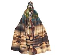 Funny Cartoon Kangaroo Zoo (2) Adult Halloween Party Cloak-Stylish Pumpkin Theme Hooded Wizard Robe Cosplay Costumes Black