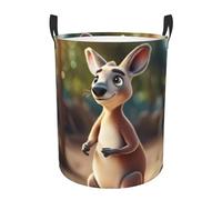 Funny Cartoon Kangaroo Zoo (2) Laundry Hamper, Freestanding Waterproof Clothes Hamper with Easy Carry Handles in Laundry Room Bedroom Bathroom
