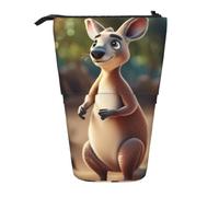Funny Cartoon Kangaroo Zoo (2) Print Telescopic Adjustable Pencil Case Lightweight Organizer for Office Travel Pen Bag