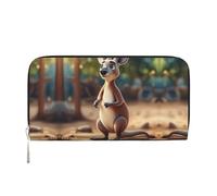 Funny Cartoon Kangaroo Zoo (2) Print Women Wallet Trendy Travel-Friendly 7.9X3.9in Casual Clutch Purse Gift for Ladies, Black, One Size, Art
