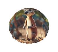Funny Cartoon Kangaroo Zoo (2) Reusable Shower Cap for Women, Double Waterproof Layers Shower Cap, Hair Care Essential