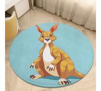 Funny Cartoon Kangaroo Zoo Area Rug Washable Round Rug Carpet Soft Non-Slip TPR Bottom Door Mat Low Pile Waterproof Floor Carpet Print Mat Decor for Bedroom Living Room Bathroom 60 * 60cm