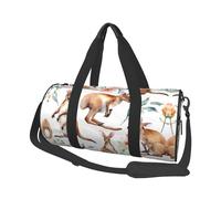 Funny Cartoon Kangaroo Zoo Duffle Bag With Shoes Compartment And Adjustable Strap,Foldable Travel Duffel Bags For Men Women,Waterproof Duffel Bags, Black, One Size