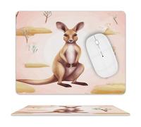 Funny Cartoon Kangaroo Zoo Leather Mouse Pad Mouse Mat