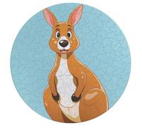 Funny Cartoon Kangaroo Zoo Personalized Jigsaw Puzzles, 195Pcs Custom Wooden Jigsaw Puzzle Round Puzzle Gift Adult