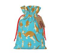 Funny Cartoon Kangaroo Zoo Print Christmas Drawstring Holiday Candy Bag Xmas Sacks Reusable Wrapping Bags Party Favor