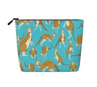 Funny Cartoon Kangaroo Zoo Print Cosmetic Bag for Women,Faux Linen Makeup Bag Large Capacity,Perfect for Travel Daily Use