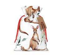 Funny Cartoon Kangaroo Zoo Print Drawstring Bags Burlap Gifts Bag With Drawstring Gift Bags For Wedding/Party/Festival/Storage