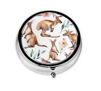 Funny Cartoon Kangaroo Zoo Print Personalised Portable Pillbox with,Mini Pillbox Compact and Convenient Pill Organiser for Storing and Organising Pills