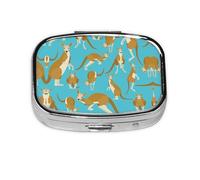 Funny Cartoon Kangaroo Zoo Print Pill Box 2 Compartment Medicine Pill Case,Portable for Pocket Or Purse Pill Box Decorative Metal Medicine Organizer