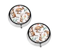 Funny Cartoon Kangaroo Zoo Print Pill Box 3 Compartment Medicine Pill Case,Portable for Pocket Or Purse Pill Organizer Decorative Metal Medicine Vitamin Organizer Unique Gift
