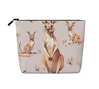 Funny Cartoon Kangaroo Zoo Printed Make up Bag Linen Toiletry Bag Personalized Travel Makeup Cosmetic Bag for Women Mom