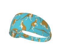 Funny Cartoon Kangaroo Zoo Printed Running Headband Women, Foldable Adjustable Width, Non Slip for Workout Washing and Spa