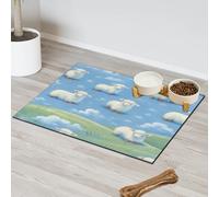 Funny Cartoon Lamb Sheep Pet Feeding Mat for Cat Dog Water Bowl Food Mats Pet Feeding Mats Absorbent Nti-Slip Contain Spills Protects Floors Placemat 40.6 x 60.9 cm