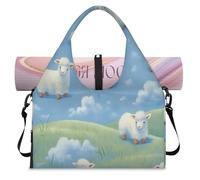 Funny Cartoon Lamb Sheep Sports Duffle Bag with Shoe Compartment Weekend Overnight Bags Tote Cabin Luggage Bag for Gym Yoga Travel