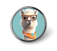 Funny Cartoon Llama Badges Circle with Button Design, Personalized Picture Pin Brooches, Round Badge Holders for Decorate Hat Shirt Clothing Bag Accessories
