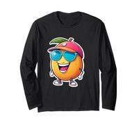Funny Cartoon Mango with Cap and Sunglasses Long Sleeve T-Shirt