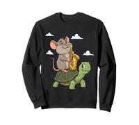 Funny Cartoon Mouse Playing Saxophone Riding On Turtle Sweatshirt