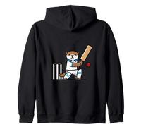 Funny Cartoon Otter Playing Cricket Batsman Icon Zip Hoodie