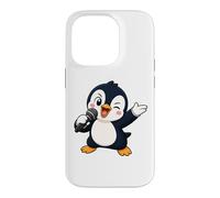 Funny Cartoon Penguin Singer Karaoke Fun Case for iPhone 14 Pro