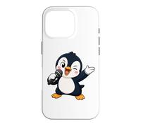 Funny Cartoon Penguin Singer Karaoke Fun Case for iPhone 16 Pro