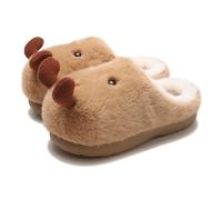 Funny Cartoon Potato Plush Slippers Warm Fluffy House Slipper for Couples Winter Indoor Cute Shoes Soft Cotton Footwear with Cozy Anti-Slip Sole Design Slippers for Relaxing & Lounging Khaki