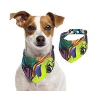 Funny Cartoon Pug Dog,Dog Bandanas Cotton Pet Scarf Adjustable Bibs for Pet,M