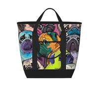 Funny Cartoon Pug Dog,Lunch Bags Large Capacity Insulated Tote Bag For Women Men Work Picnic Travel