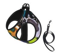 Funny Cartoon Pug Dog,Pet Harness,Adjustable Reflective Dog Harness,Pet Leash Vest,M