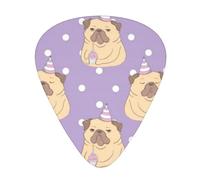 Funny Cartoon Pug Puppy Dog 12 Pcs Guitar Picks, 0.46mm/0.71mm/0.96mm Thickness, Guitar Plectrum With Storage Case For Acoustic-Electric Guitar Ukulele Bass