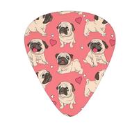 Funny cartoon pug puppy dog 12pcs guitar cubes, 3 thickness includes 0.46mm, 0.71mm, 0.96mm, with organizer storage box