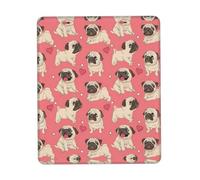 Funny Cartoon Pug Puppy Dog Desk Pad, Washable for Office/Gaming/Writing, Rubber Base, Polyester Surface
