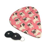 Funny Cartoon Pug Puppy Dog Guitar Picks, 6 Pcs Guitar Plectrums double-sided printing, suitable for acoustic, electric and bass guitars, including 0.46 mm 0.71 mm 0.96 mm