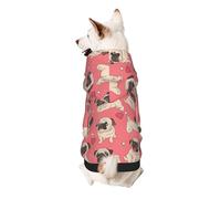 Funny Cartoon Pug Puppy Dog Print Dog Hoodie For Small Dogs, Warm, Soft, And Breathable Sweatshirt, Easy To Wear Jumper, Pet Winter Weather Coat Pullover