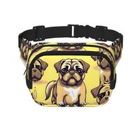 Funny Cartoon Pug Puppy Dog print Fanny Pack Purse with Adjustable Strap Square Double Layer Waist Bag Belt Unisex Everywhere