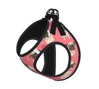 Funny Cartoon Pug Puppy Dog Print Harness Leash Set For Cats And Dogs, Reflective Adjustable, Soft Breathable Mesh Vest With Escape-Proof Lead, For Small Pets And Kitten Puppies