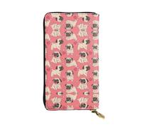 Funny Cartoon Pug Puppy Dog Print Leather Long Clutch Wallet – Fashionable Personalized Wallet, Multiple Card Slots, Gift Ready, Black, One Size, Black, One Size