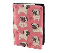 Funny Cartoon Pug Puppy Dog Print Passport Holder for Travel,Wallet Case RFID Blocking Leather Card Slot Protector