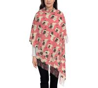 Funny Cartoon Pug Puppy Dog Print Scarfs for Women Winter Shawl Super Soft Classic Cashmere Feel Winter Scarf