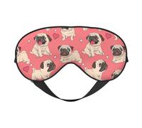 Funny Cartoon Pug Puppy Dog Print Silk Sleep Mask with Adjustable Buckle Stylish Eye Mask for Women Travel Nap Shift Work Office