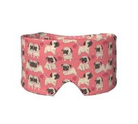 Funny Cartoon Pug Puppy Dog Print Sleep Eye and Ear Muffs Mask - Adjustable Yoga Travel Headband, Keep Warm Shading Comfortable Aid