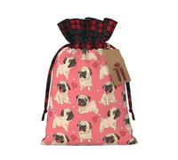 Funny Cartoon Pug Puppy Dog Printed drawstring gift bags color-blocked drawstring gift bags suitable for birthdays candy party decorations